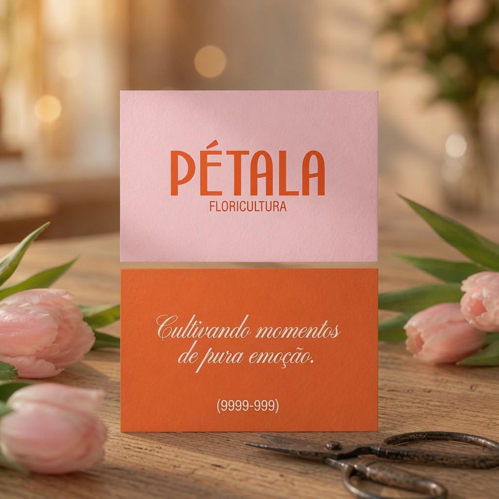 Cartão de visita Pétala Floricultura, frente e verso